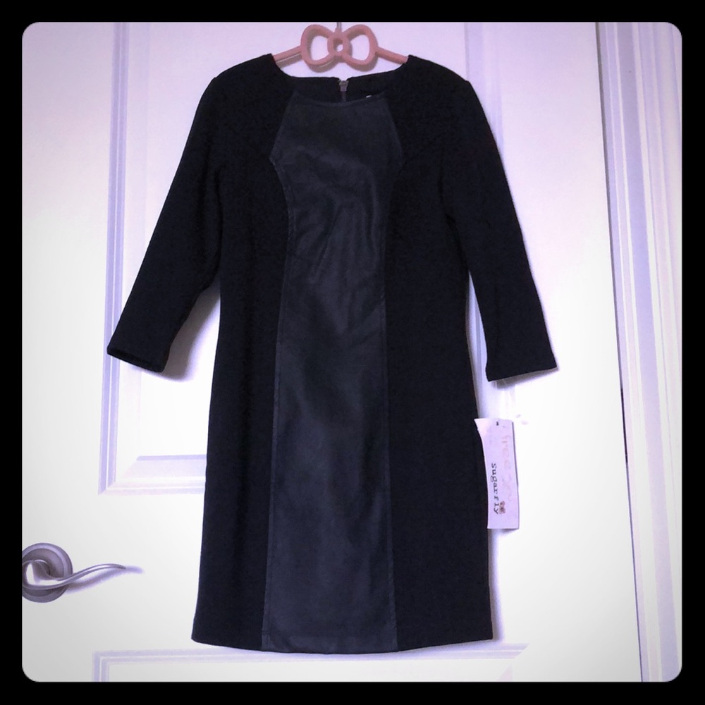 Black Dress w/leather detail